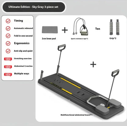 Tabla de ejercicios con rueda abdominal para el hogar
